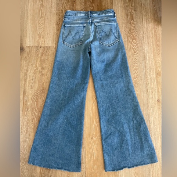 Mother The Roller Fray Wide Leg Jeans Mid Rise Riding Cliffside Size 28 x 31” - Picture 4 of 10